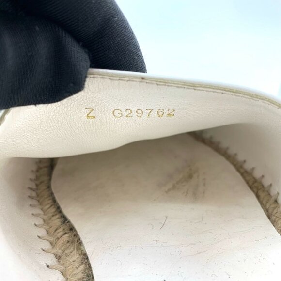 Chanel White Leather Espadrilles Size 37 Double C Logo With Jute Sole Made In Sp - Picture 8 of 9